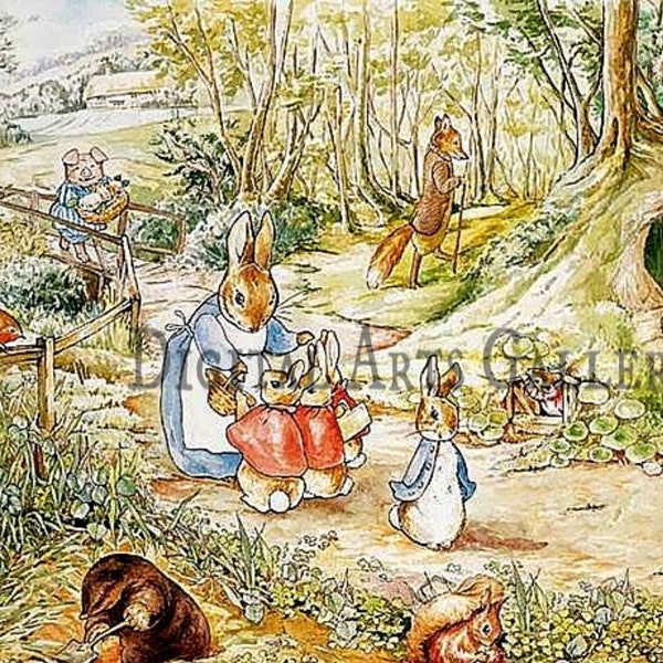 Beatrix Potter Illustration, Potter Menagerie, Instant Digital Download