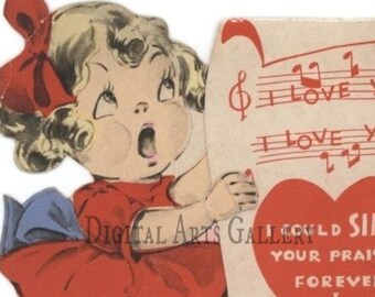 Vintage Valentine, I Could Sing Your Praise&quot;, Digital Download Image
