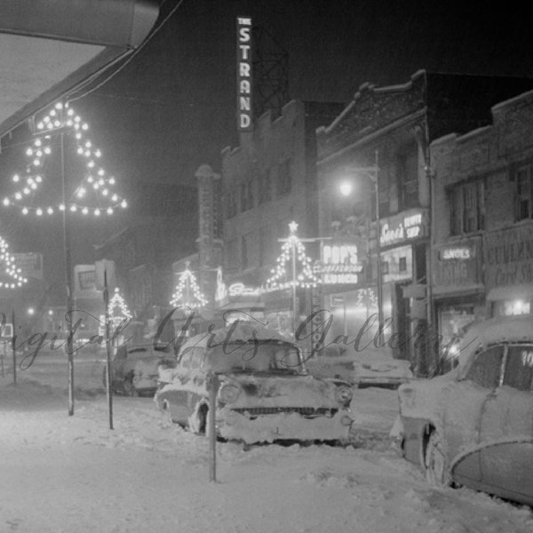 Vintage City Snow Storm, Instant Digital Download, Digital Photo