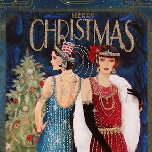 Noël art déco, dames de Noël art déco, téléchargement numérique instantané