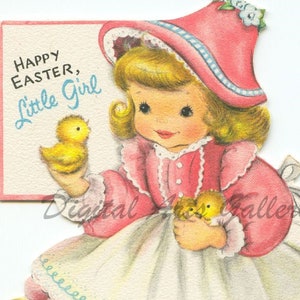 Vintage Easter, Happy Easter Little Girl, Instant Digital Download
