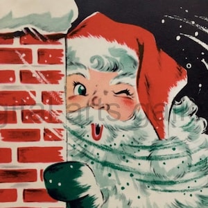 Retro Santa, Peeking Santa Claus, Instant Digital Download