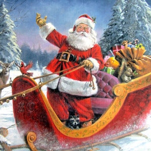 Vintage Santa Claus and Woodland Friends, Instant Digital Download