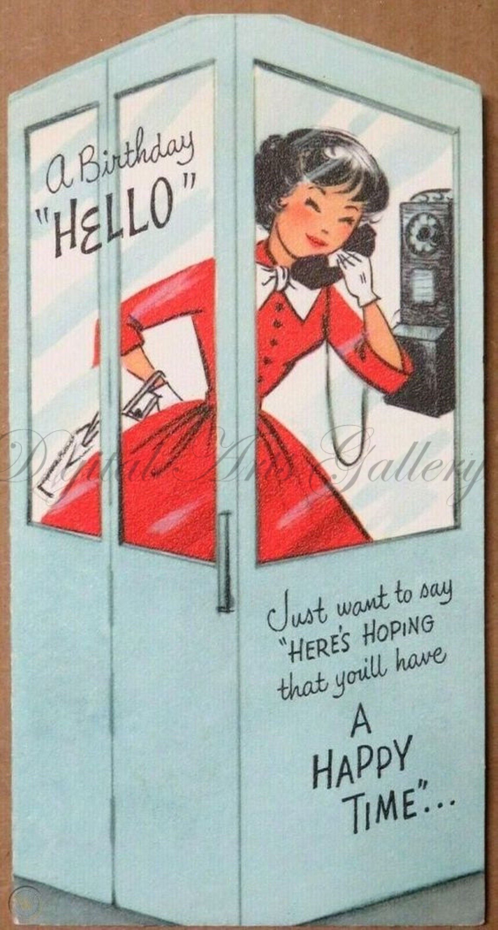 A Birthday Hello, Vintage Birthday, Retro Birthday, Instant Digital Download