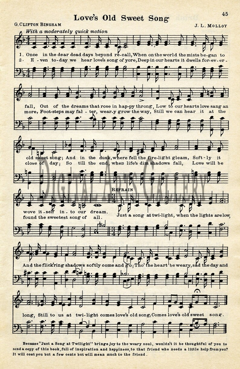 Love S Old Sweet Song Vintage Sheet Music Digital Etsy Love S Old Sweet Song Vintage Sheet Music Digital Etsy