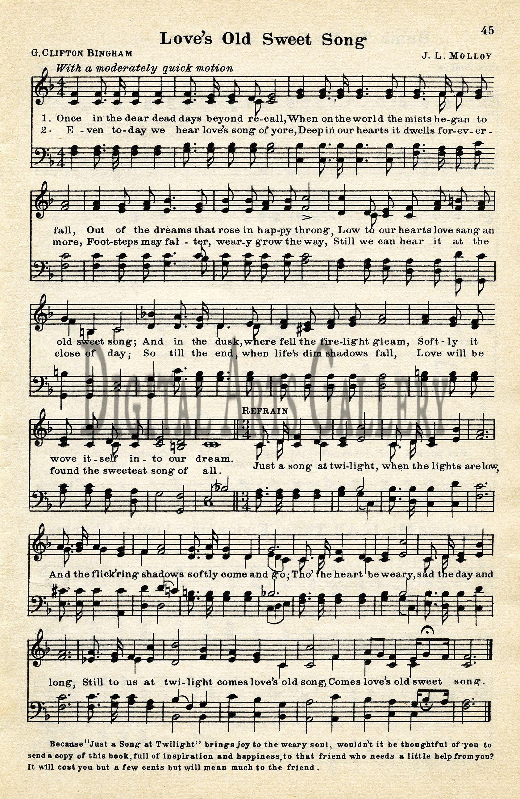 Love S Old Sweet Song Vintage Sheet Music Digital Etsy Love S Old Sweet Song Vintage Sheet Music Digital Etsy