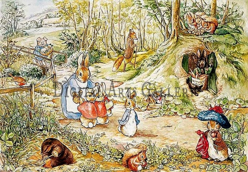 Beatrix Potter Illustration, Potter Menagerie, Instant Digital Download image 1