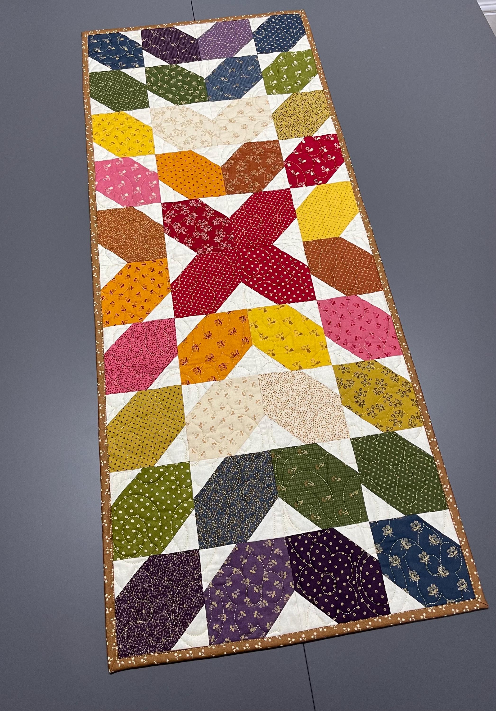 Moda Table Runner Patterns Handmade Patchwork Table Runner: Floral Quilted Moda Fabric, 18x45 - Etsy