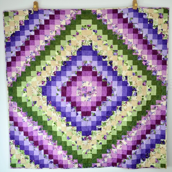 Green Purple Quilt Etsy