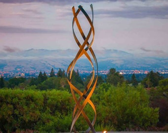 Modern Outdoor Sculpture &quot;KISMET&quot; weathered/oxidized steel