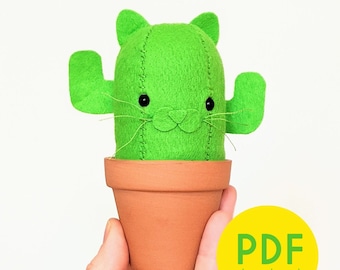 Catcus Cat + Cactus Hand Sewing Pattern - PDF Download