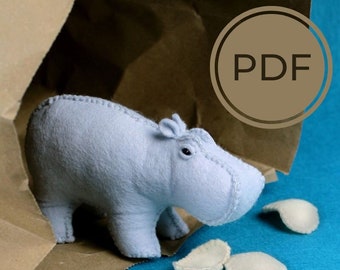 House Hippo DIY Felt Hand Sewing Pattern - PDF Download