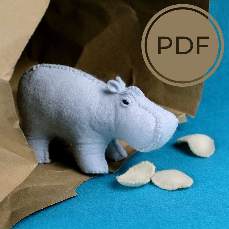 House Hippo DIY Felt Hand Sewing Pattern PDF Download Etsy
