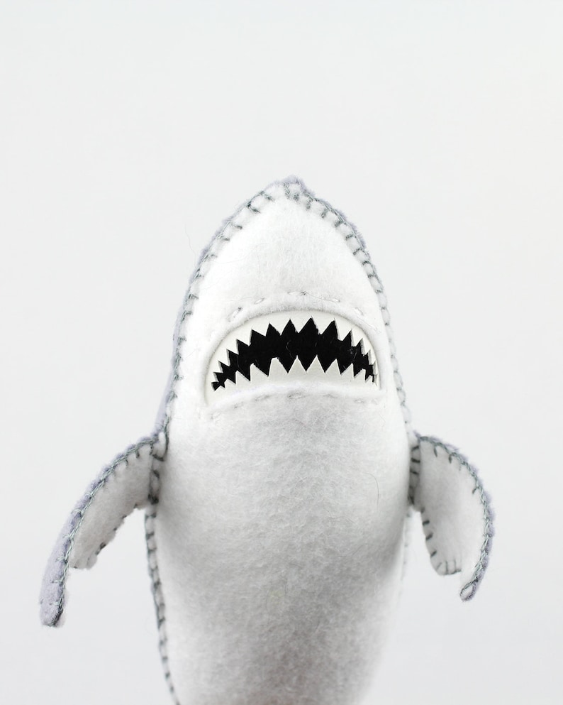 DIY Hand Stitching Felt Stuffed Animal Kit Great White Shark Etsy