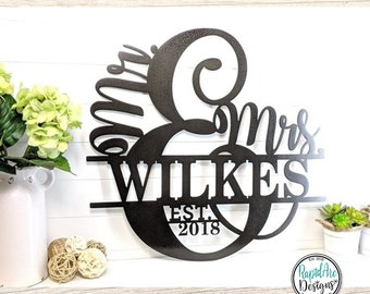 Metal Mr & Mrs Last Name Sign with Established Date | Personalized Wedding or Anniversary Monogram | Reception Backdrop | The Perfect Gift
