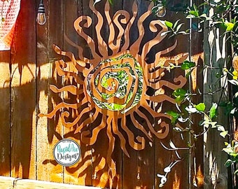 Hippie Fun Wacky Sun | THE ORIGINAL | Unique Metal Sun | Garden Wall | Outdoor Decor | Whimsical Spiral Sun | Patio Decor | Metal Art
