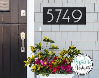 Mid Century Modern Metal Address Sign | Rectangular House Number