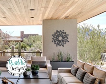 Wildflower MANDALA Metal Wall Hanging | Modern Metal Flower | Unique Indoor Outdoor Decor | Wildflower Mandala Flower Style 3