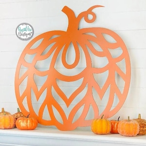 PATTERNED Pumpkin Metal Wall Art | Retro Style Pumpkin Sign | Outdoor Fall Decor | Halloween Decoration | Autumn Harvest | Patterned Pumpkin