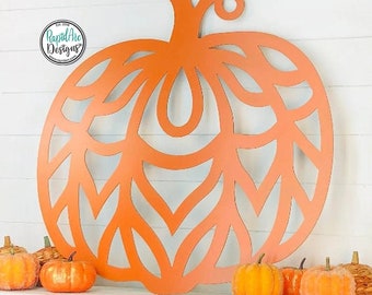 PATTERNED Pumpkin Metal Wall Art | Retro Style Pumpkin Sign | Outdoor Fall Decor | Halloween Decoration | Autumn Harvest | Patterned Pumpkin