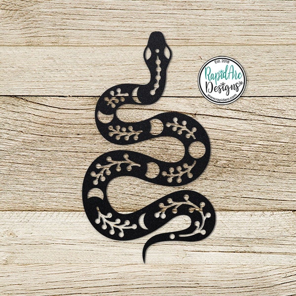 Metal Moon Phase Snake Wall Ornament | Indoor Outdoor Patio or Garden Decor | Snake Art | Moon Phase Snake