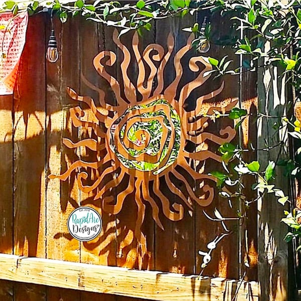 Metal Sun Wall Art | Whimsical Spiral Sun, Garden & Patio Decor