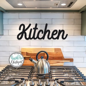 Kitchen Metal Word | Retro Kitchen Sign | Metal Wall Art | Kitchen Decor | Backsplash Sign | Outdoor Kitchen Sign | MCM Kitchen Wall Decor