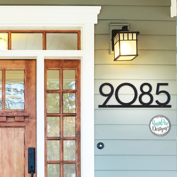 Modern Deco Metal Address Number Sign | Powder Coated Steel
