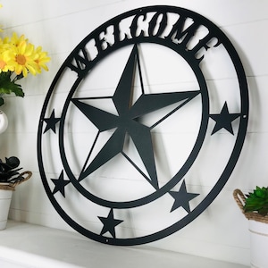 Personalizable LONE STAR Welcome Sign | Metal Texas Star Wall Sign | Custom Name Sign | Western Decor | Front Door Sign | Lone Star Welcome