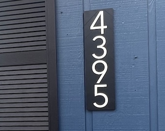 Custom Vertical Address Number Sign 20” x 5.5" | Black or White | Weather - Rust - UV - Salty Ocean Air Proof | Made in USA