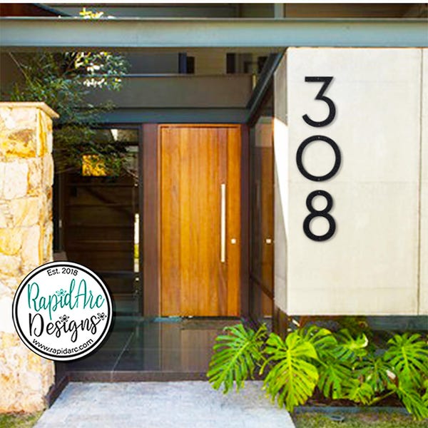 Large Modern Metal Address Numbers | Deco Font, Powder Coated Steel