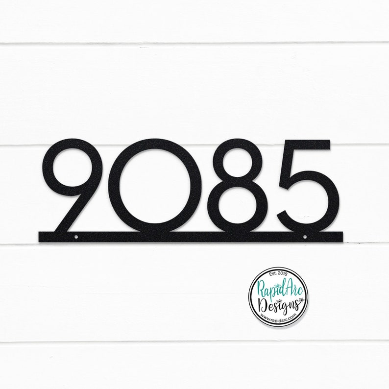 Modern Deco House Number Sign | Metal Address Number Plaque | Modern Address Sign | Retro Style House Numbers | Metal Modern Deco Numbers