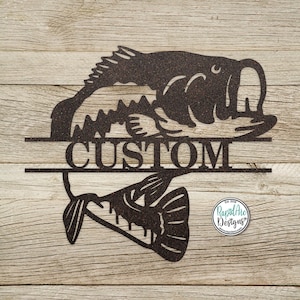 Personalized BASS Name Sign | Custom Name Sign | Metal Fishing Sign | Customized Fisherman Gift | Indoor Outdoor Wall Decor | BASS Name Sign