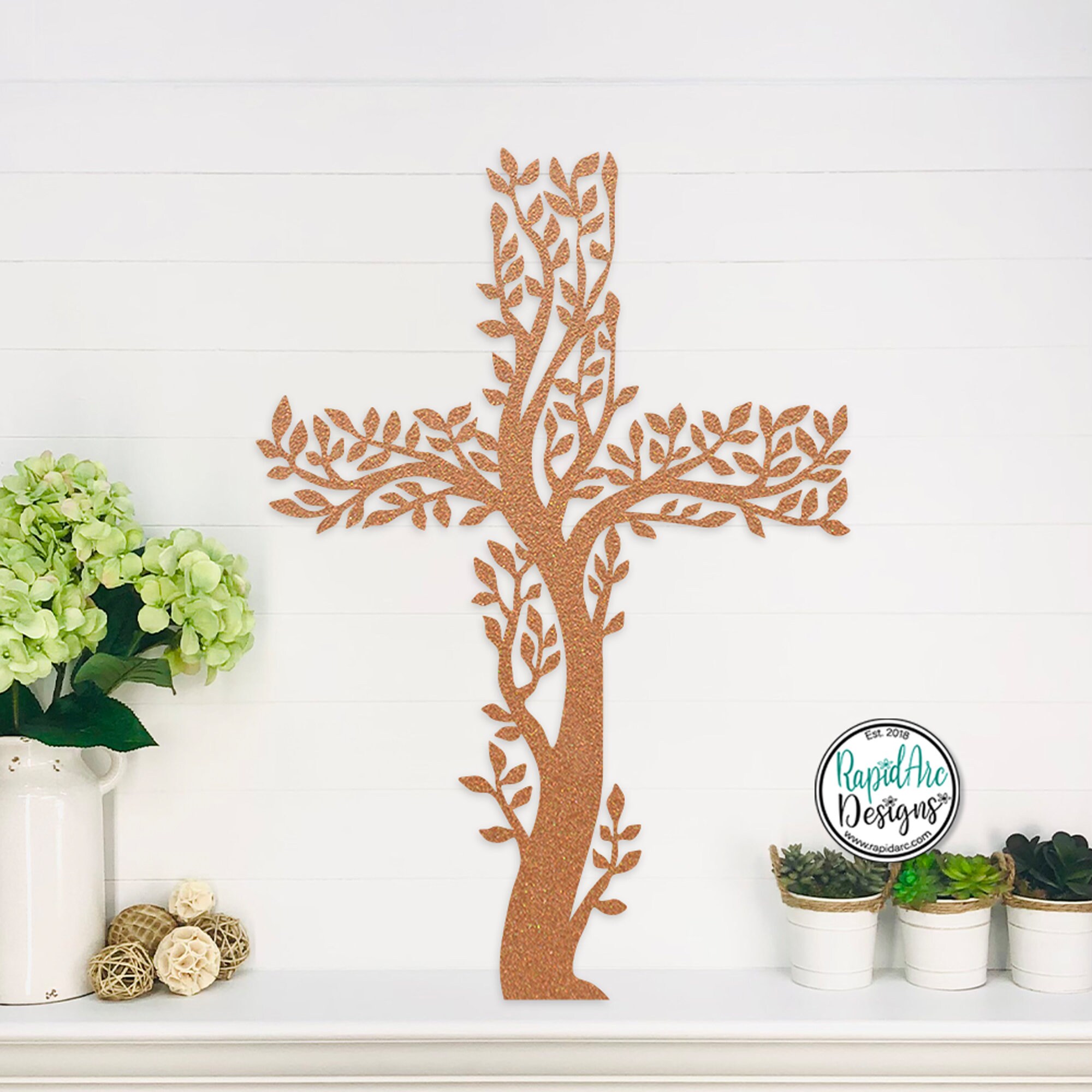 Living Cross Metal Wall Art | Christian Home Decor - Etsy