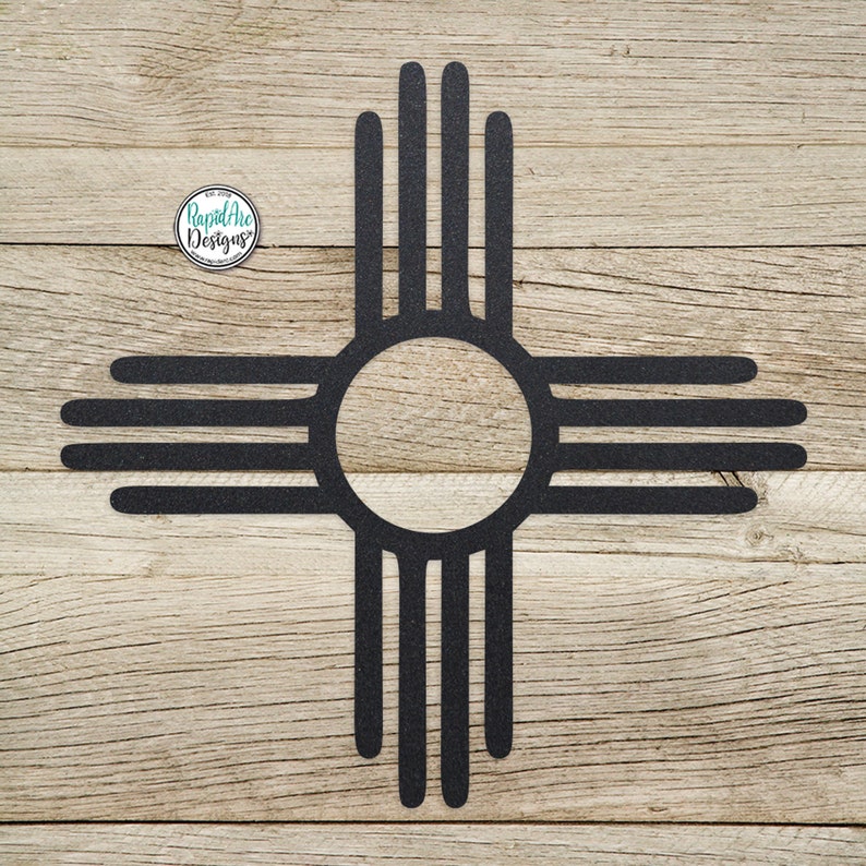 ZIA Sun Metal Wall Art Outdoor Patio Decor New Mexico Pueblo Zia Sun Metal Sun Home Decor Gift of Sun SATIN BLACK