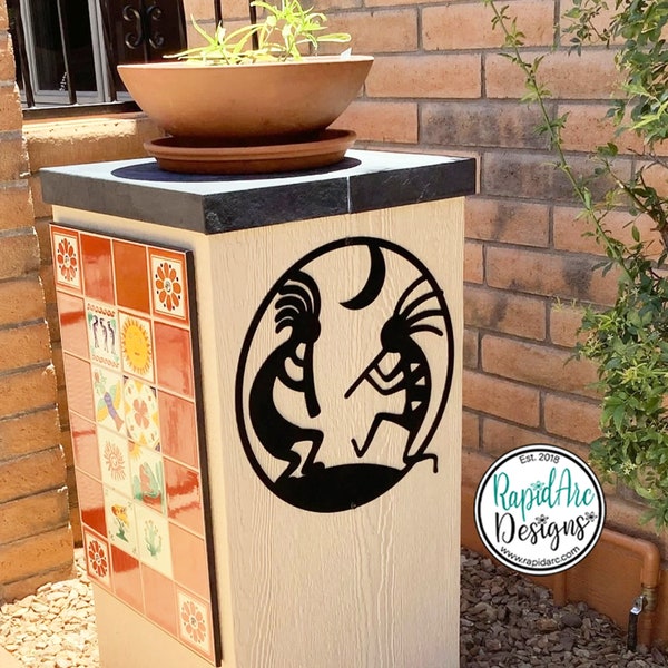 Round Kokopelli Metal Sign | Southwestern Decor | Laser Cut | Dancing Kokopelli Sign  | Outdoor Garden Patio Decor | Round Kokopelli Sign