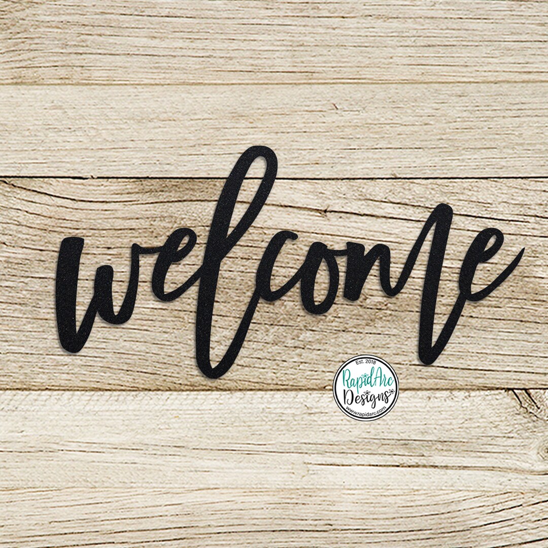 Welcome Metal Word | Script Font Welcome Sign | Home Decor | Metal Wall ...