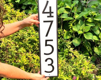 Mid Century & Modern House Numbers | Address Sign | Vertical Address Plaque | Home Address Sign | Weather and Rust Proof | Commercial HDPE