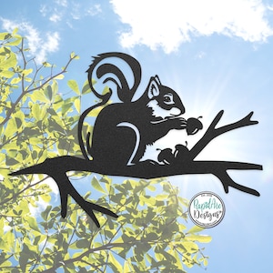 Squirrel on a Branch | Metal Tree Stake | Squirrel Lovers Gift | Metal Garden Art | Tree Art | Outdoor Decoration | Squirrel Themed Gift