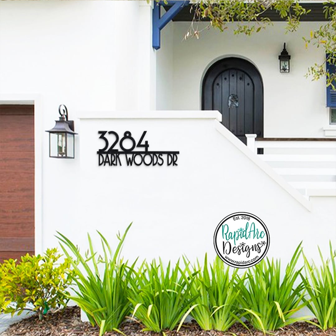 Mid Century Modern Metal Address Sign – Personalized House Number ...