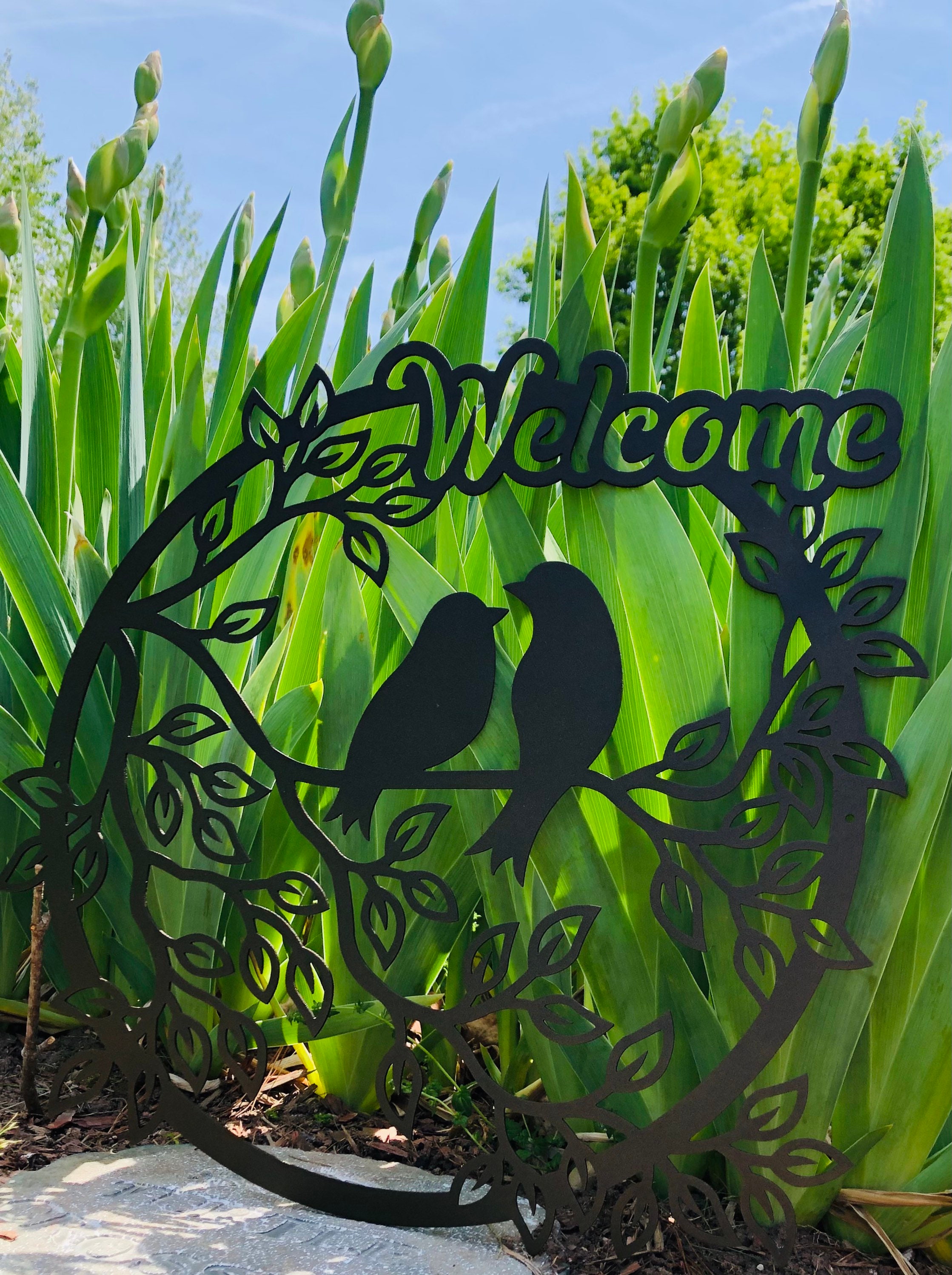 LOVE BIRDS Sign Metal Bird Wall Decor Garden Gate Etsy
