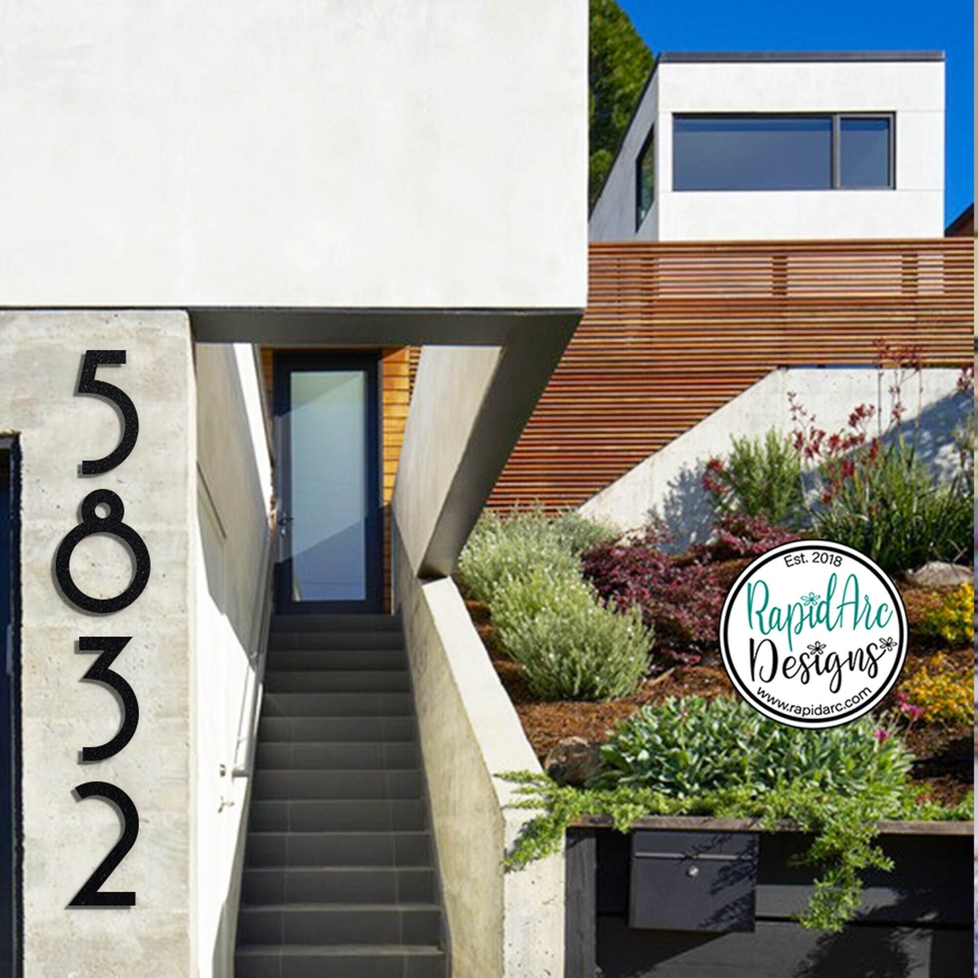 midcentury額 Extra Large Metal Mid Century Modern Address Numbers - up to