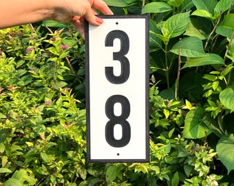Classic High Contrast Black and White Commercial HDPE Home Address Sign | Weather and Rust Proof | Salt Proof