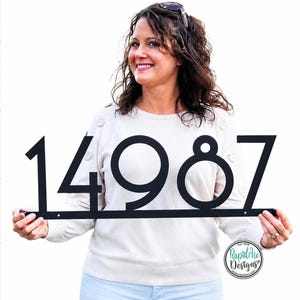 Mid Century Modern Metal Address Number Sign | Powder Coated Steel
