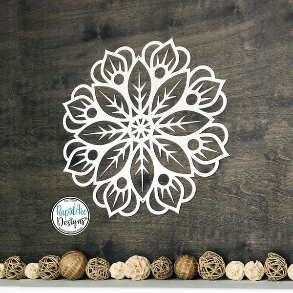 Laser Cut Mandala Flower Metal Wall Art | Powder Coat Finish