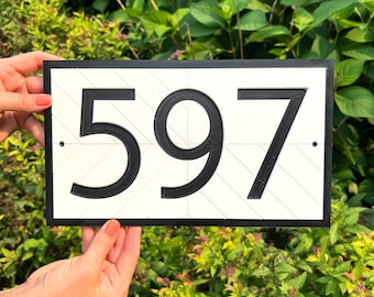 Mid Century & Modern House Numbers | Address Sign | Horizontal Address Plaque | Home Address Sign | Weather and Rust Proof | Commercial HDPE