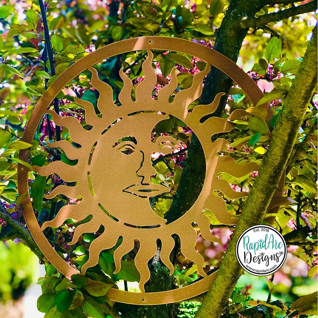 Metal Sun and Moon Face Art | Laser Cut Outdoor Decor - Etsy