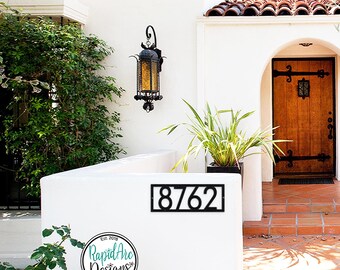Framed Metal Address Sign | Modern Deco House Numbers