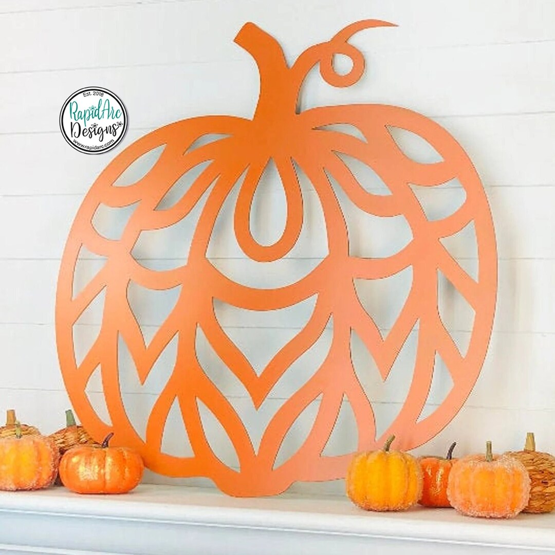 PATTERNED Pumpkin Metal Wall Art Retro Style Pumpkin Sign Outdoor Fall