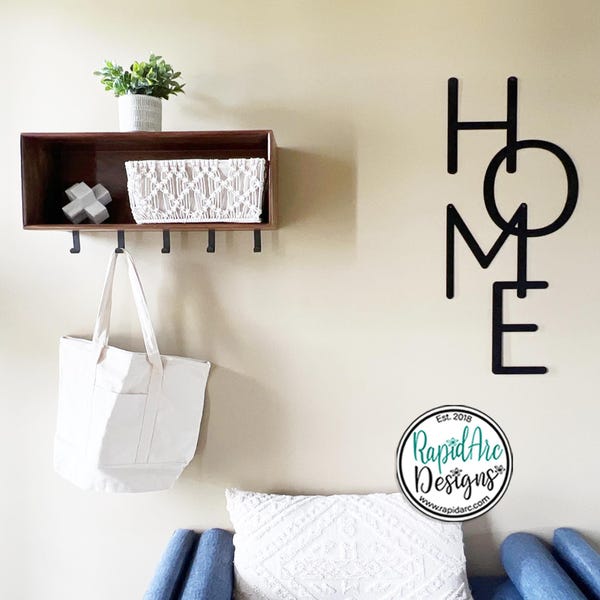 Vertical HOME Metal Sign | Modern Wall Decor, Housewarming Gift